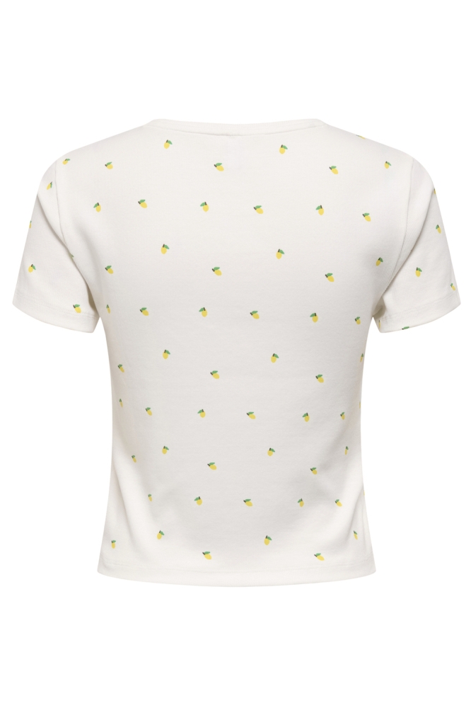 ONLFENJA LIFE SS AOP TOP JRS NOOS 15347986 CLOUD DANCER/LEMONS
